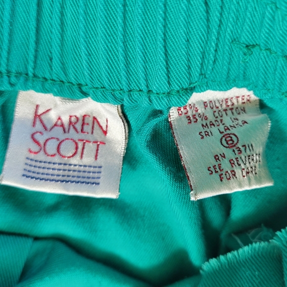 Vintage High Waisted Shorts Green Wide Leg Elastic Waist Pull On S - Picture 5 of 5